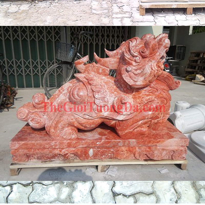 Red Marble Pixiu Statue