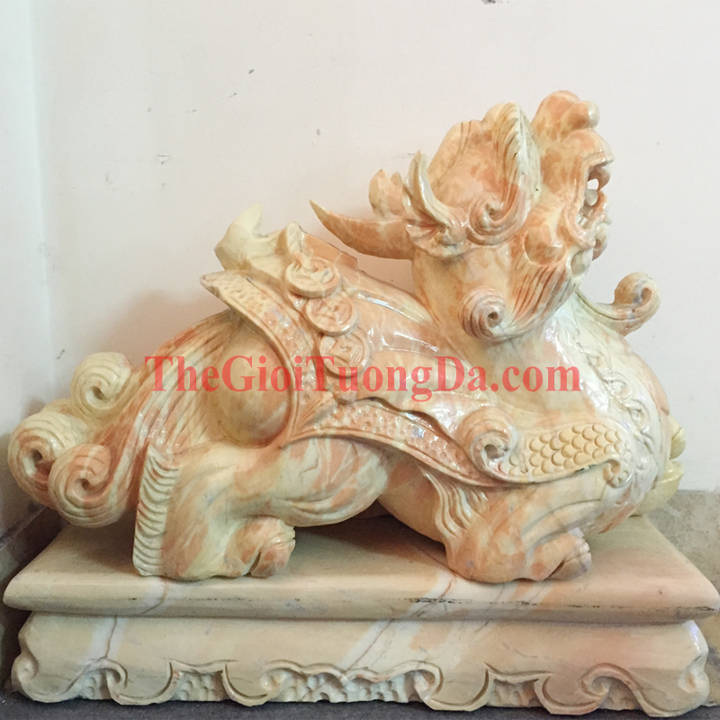 Yellow Marble Pixiu Statue